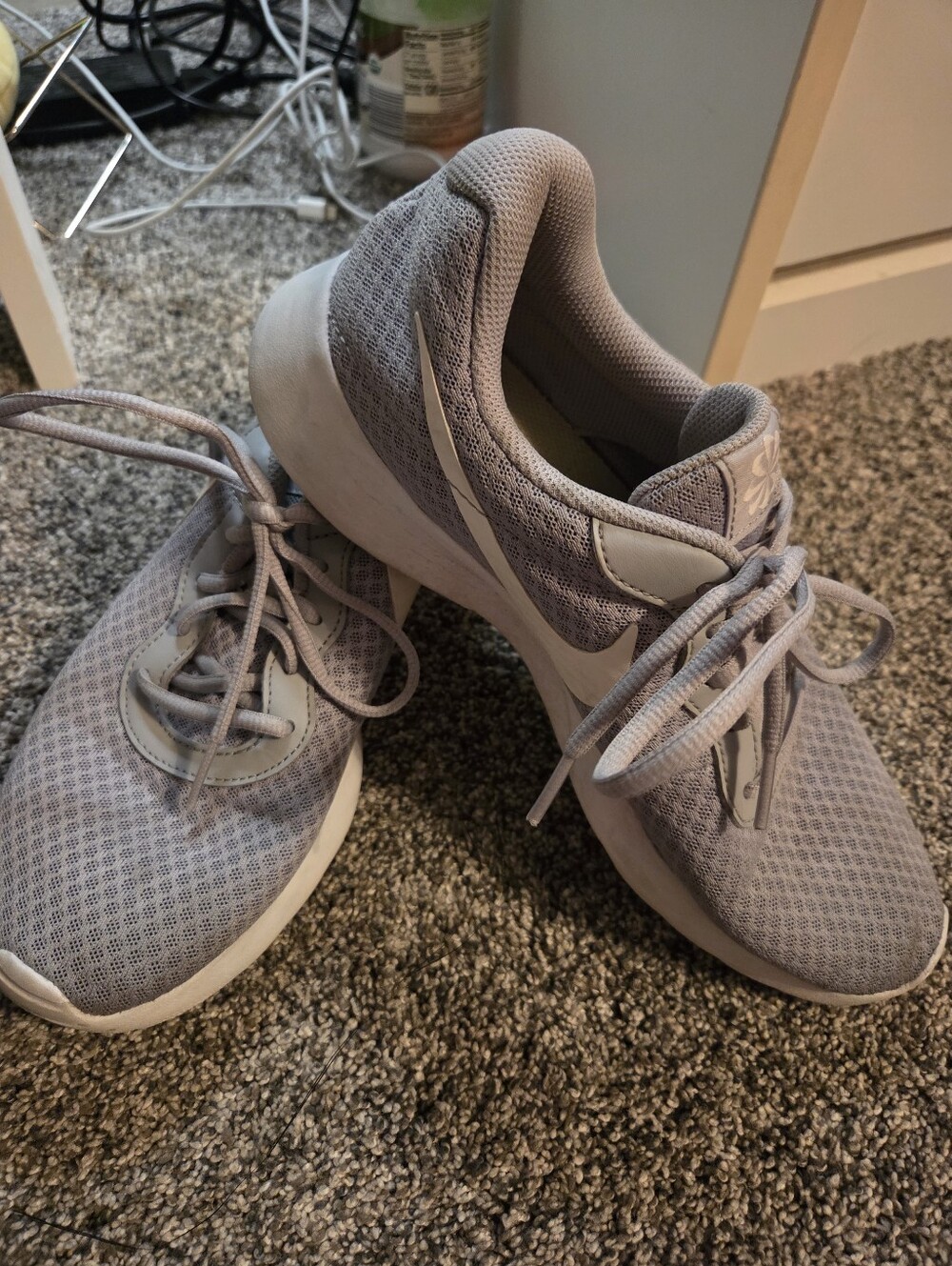 Women's Nike Tanjun Lightweight Mesh Running Sneakers - Grey